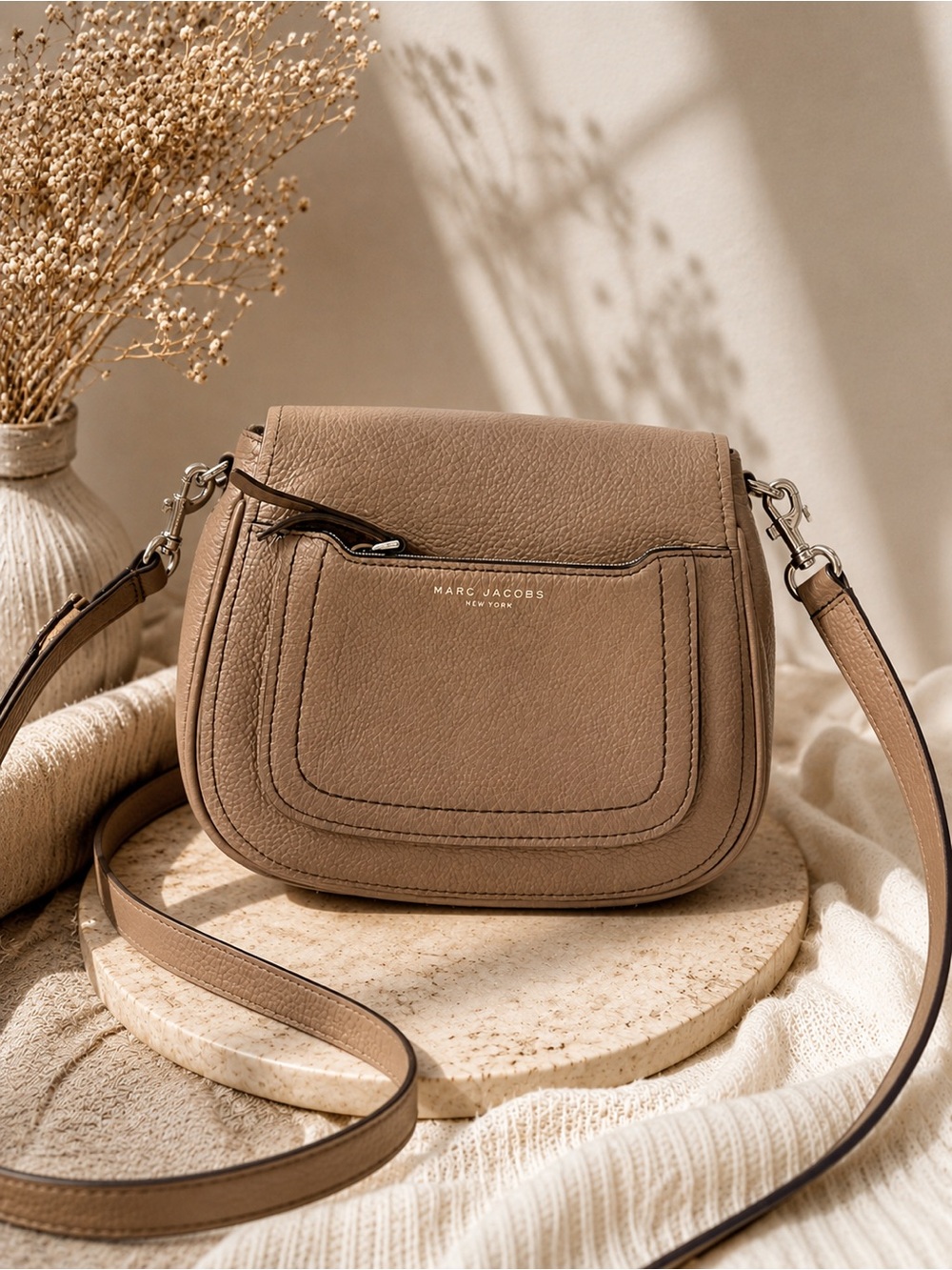 Marc Jacobs Pebbled Leather Crossbody in Taupe Brown